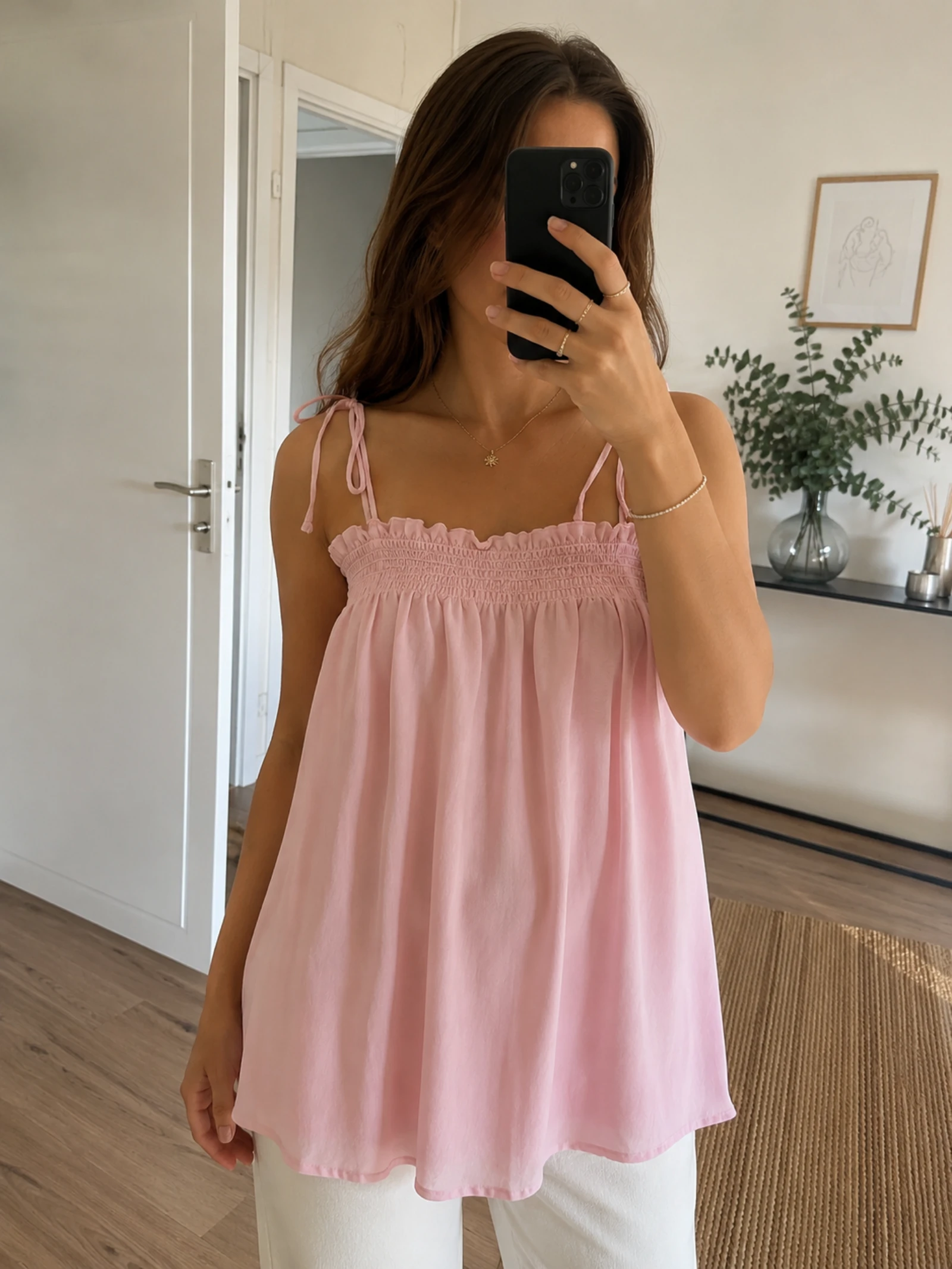 👒 MANGO Taille 38 Top lin rose en parfait état NP 39 e👒